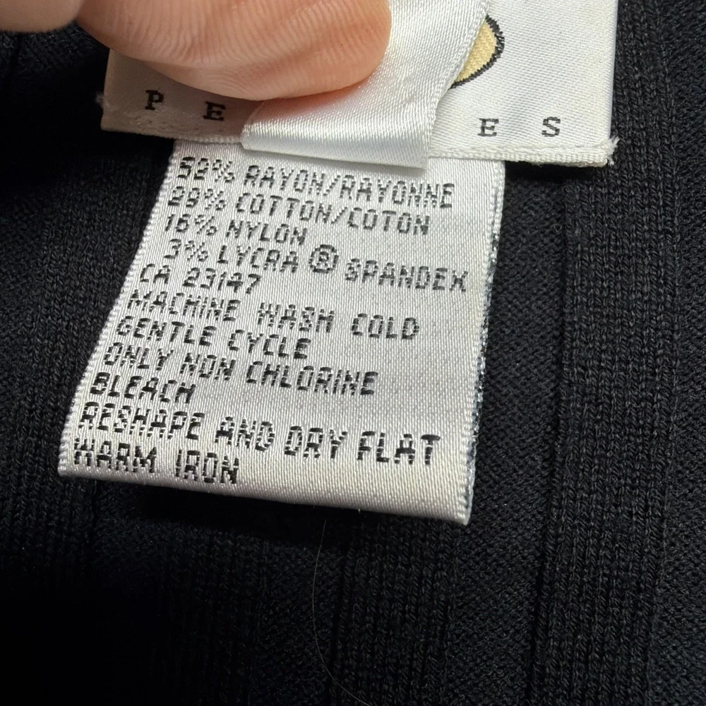 Talbots Henley Sweater Charcoal Ribbed Knit Petite Medium‎ Stretch